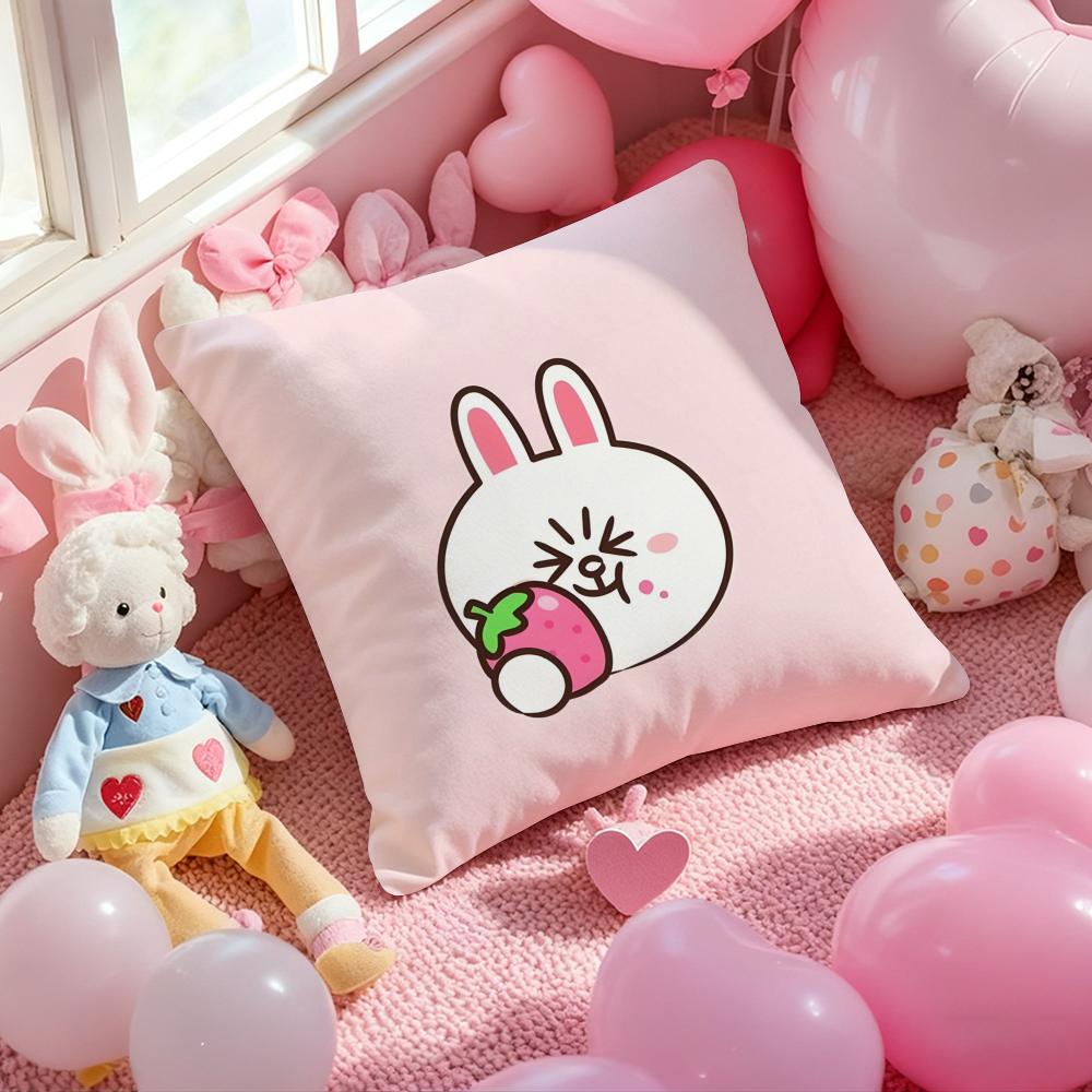 LINE FRIENDS brown bear and cony Cushion Cover Pattern Printed Pillowcase for Living Room Sofa Cushion Cover & Bedroom Decor