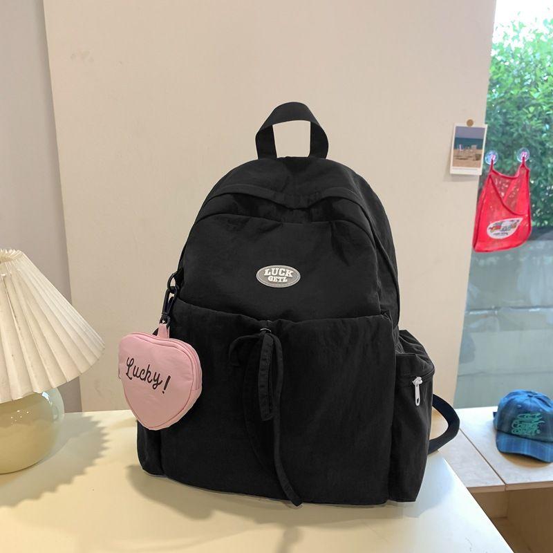

Schoolbag Junior High School Girls Good-looking Niche Style Ins Style Minimalist Large Capacity Student Pure Color All-Matching Waterproof Backpack Black