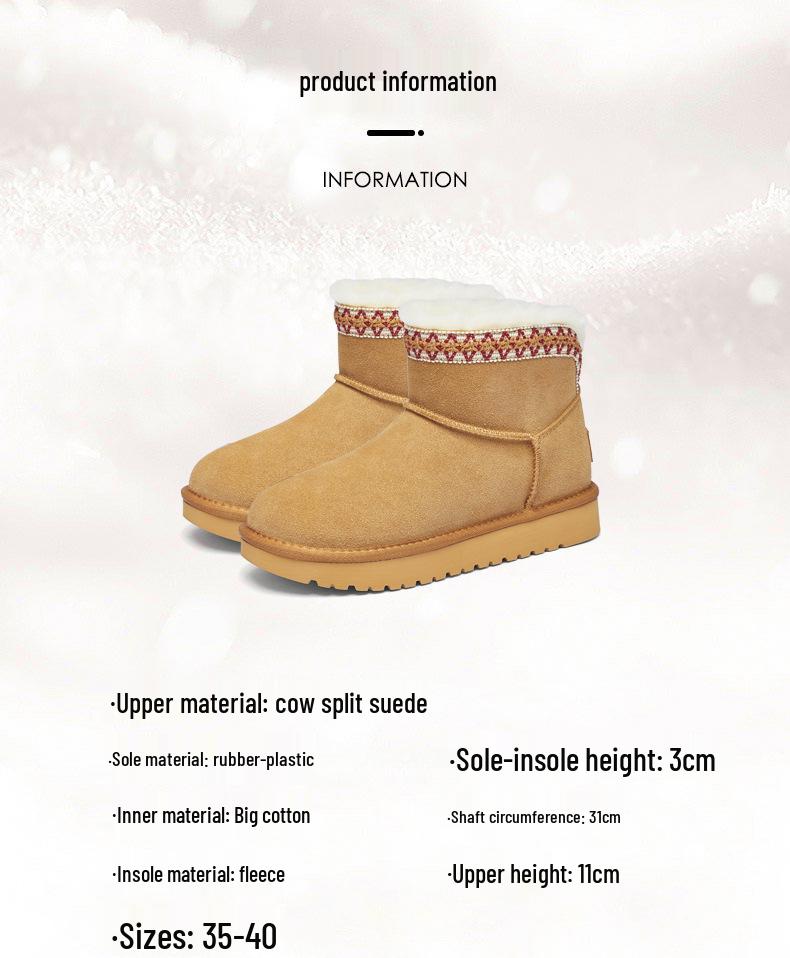 Augusden Dam Casual Vinter Snökängor med Foder av Fleece och Tjocka Sulan
