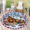 Cute Christmas Day Gift Bell Santa Claus Snowman Christmas Tree round rug Home Soft Decorative Anti slip Chair Mat Carpet Outdoor Floor Mat Carpet 95