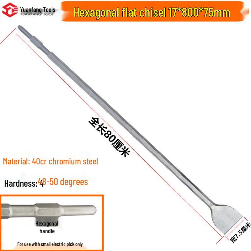 Electric Hammer Drill Set: Square/Round Shank with Pointed, Flat, U-shaped Chisels, Pick Head, Shovel, and Slotting Through-wall Drill.
