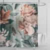 Aquatic Plants Floral Shower Curtain Waterproof Shower Curtain Polyester Fabric 3D Printed Curtain Bathroom Decoration With Hook