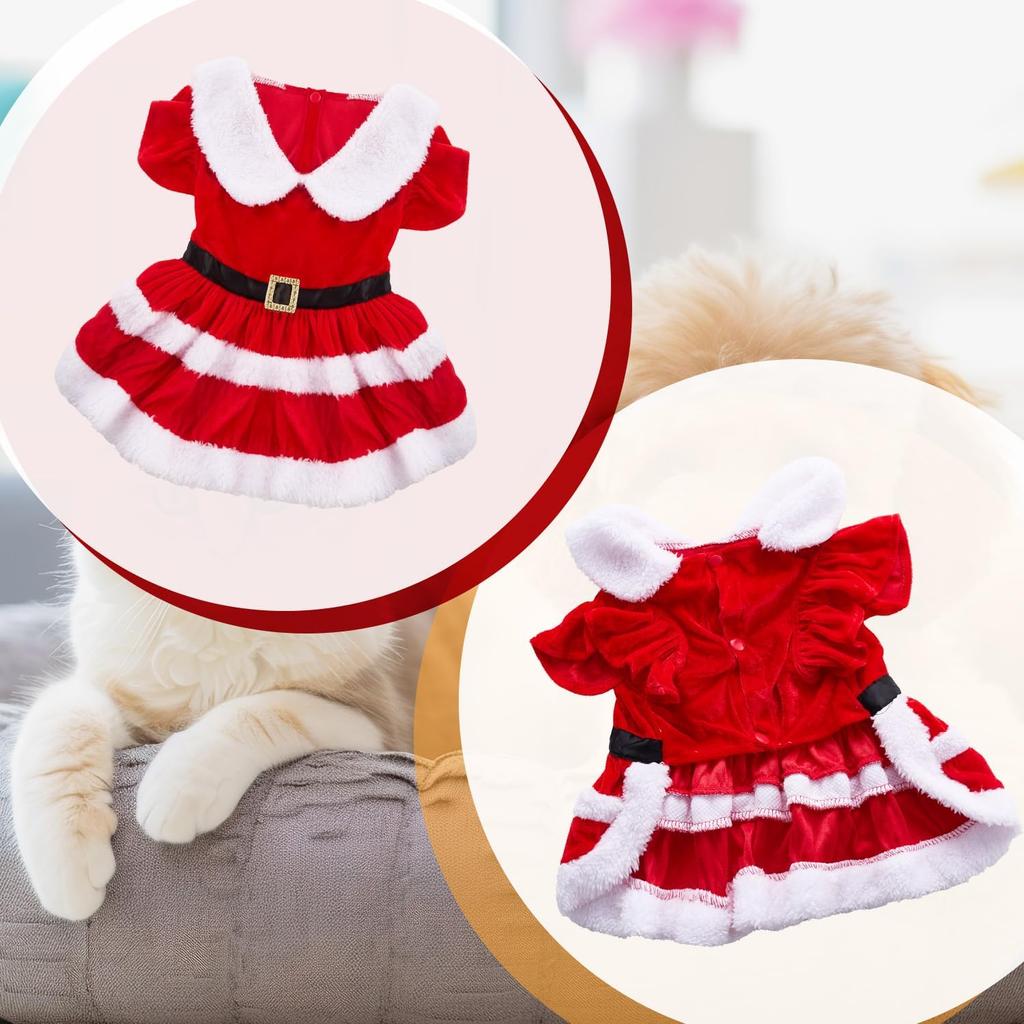 Dog Christmas Dress Christmas Dog Outfit Mrs Santa Claus Pet Clothes Puppy Xmas Holiday Costume Cat Skirt Winter Pet Clothes Cute Girl Red Dresses