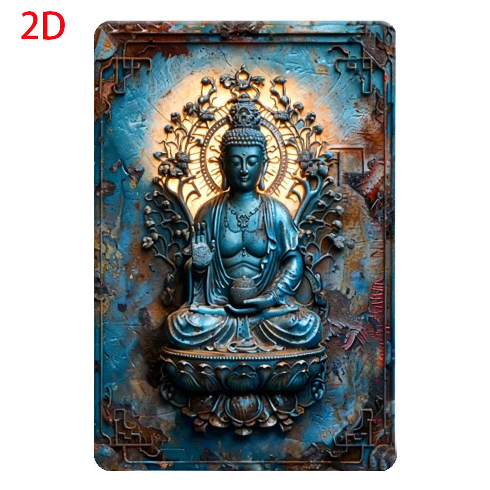 Tin SignVintage Golden Leaf Buddha Aluminum Wall Sign Retro Metal Decor For Home GardenPerfect For Room Decor