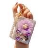 Strass Doppel-Taschenspiegel Schlüsselanhänger Klein Bling Reise Klapp-Kosmetikspiegel Perlenkette Taschenanhänger für Damen Geldbörse Handtasche Geldbörse Zubehör