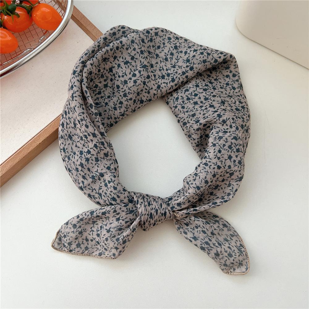60cm Flower Print Cotton Bandanas Square Scarf Women Girls Headband Accessories Hairscarf Hairscarf