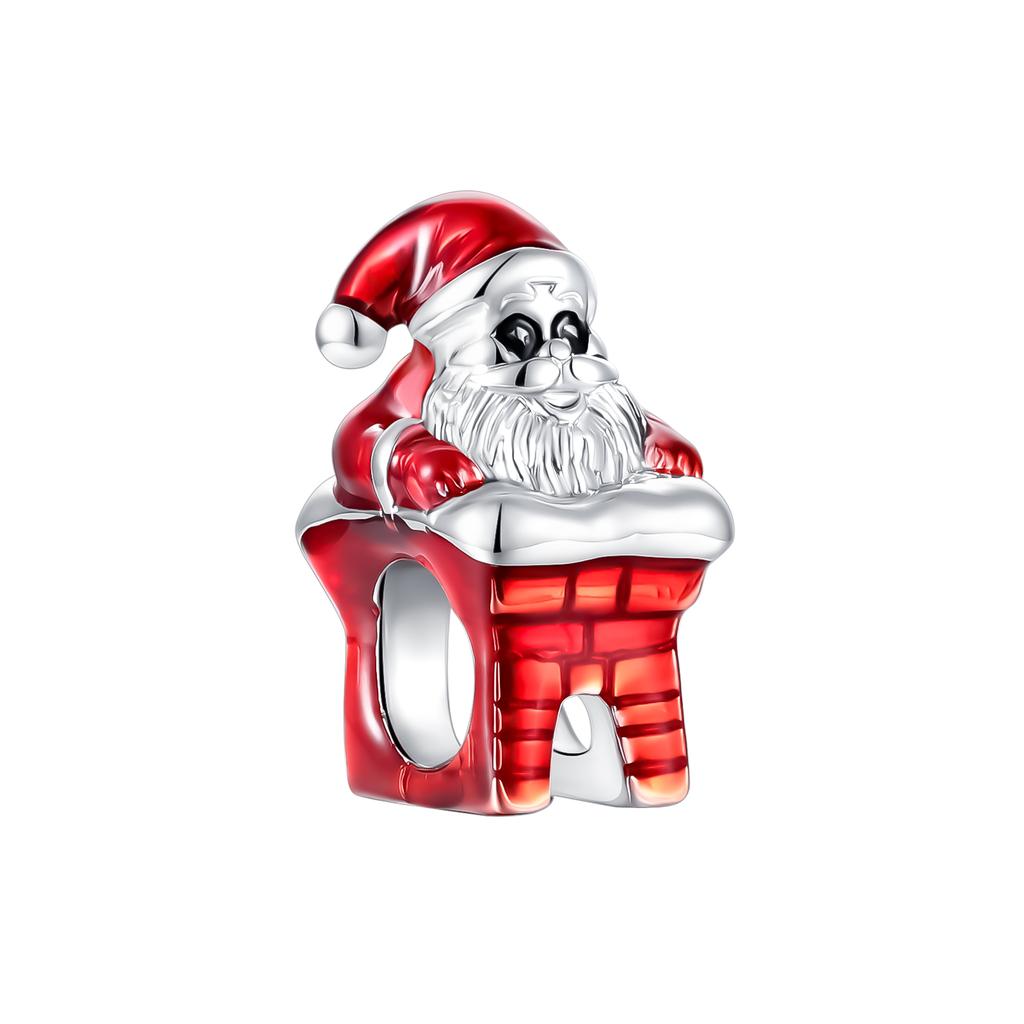 Santa Claus Climbs The Chimney Beads Copper Christmas Dangle Pendant Fit Bangle Bracelet Necklace Diy Jewelry