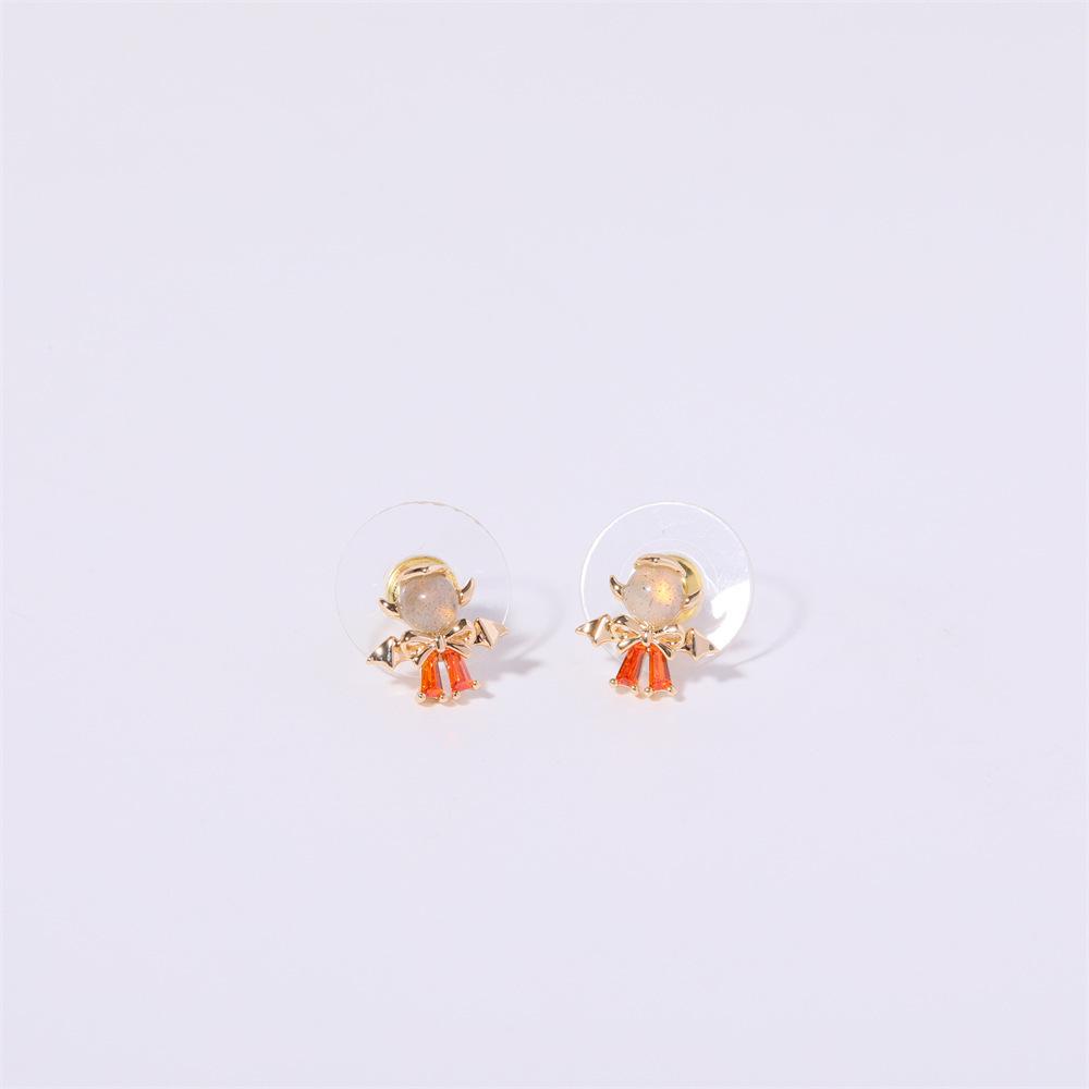 Halloween Stud Earrings: Spider, Broom, Witch, Bat, Heart, Zircon Charms