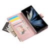 For Samsung Galaxy Z Fold6 5G Case Multi Card Slots Zipper Rhombus Leather Phone Cover with Wrist Strap