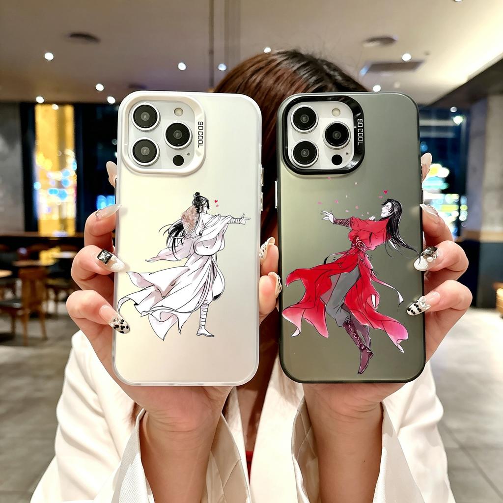 Color Phone Case For iPhone 17 16E 16 11 15 14 Pro MAX 12 13 MINI 7 8 Plus XR SE Silver IMD Cover Heaven Officials Blessing