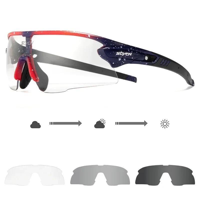 SCVCN Cycling Sunglasses Photochromic Man Glasses UV400 Bicycle MTB Eyewear Outdoor Woman Sports Bike Glasses Hiking Eyewear Photochromic-1lens