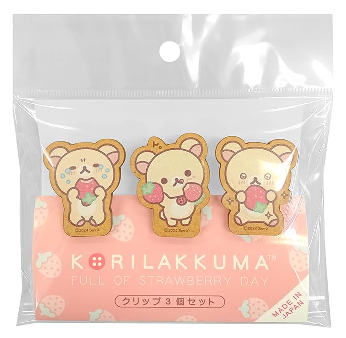 

Nagano Factory Rilakkuma Korilakkuma Set of Strawberry Korilakkuma RK684K & Clips, 3, Day,