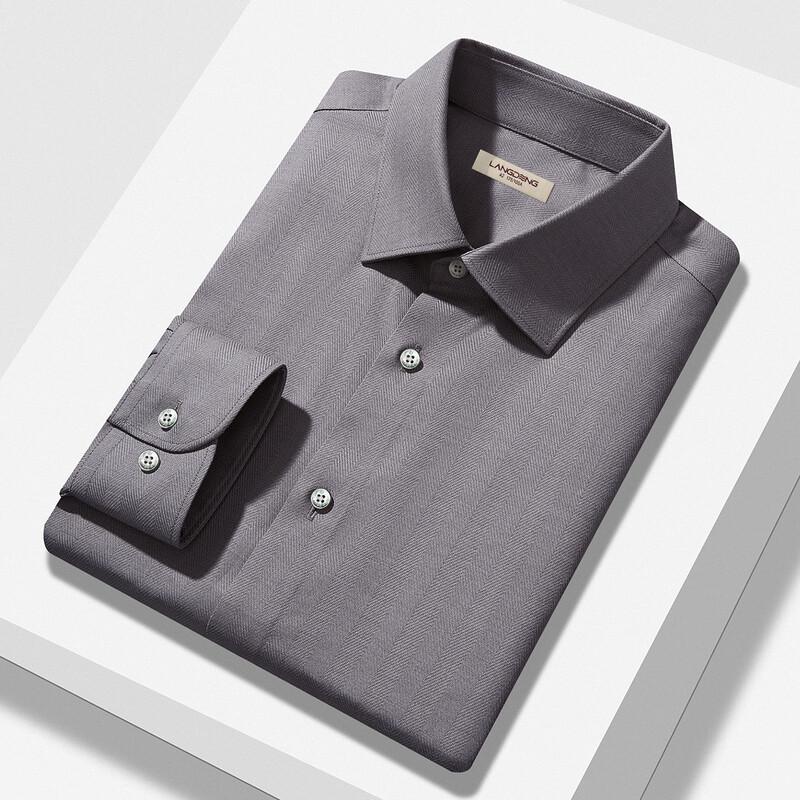 Langdeng Men's Business Casual Slim Fit Long Sleeve Shirt