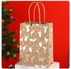 StoBag Christmas Kraft Paper Gift Bags Metallic Print Gift Wrapping Bags Paper Shopping Bags for Sweets Holiday Candy Treat