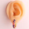 Vintage Enamel Flower Chunky Hoop Earrings For Women Retro Metal Geometric Circle Small Statement Earrings Party Jewelry Gift