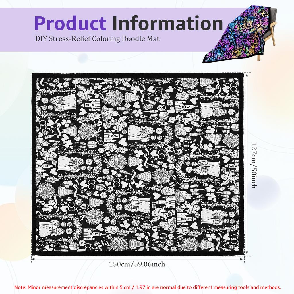 DIY Coloring Blanket Creative Art Project Painting Blanket Machine Washable Soft Customizable Coloring Blanket for Home Decor