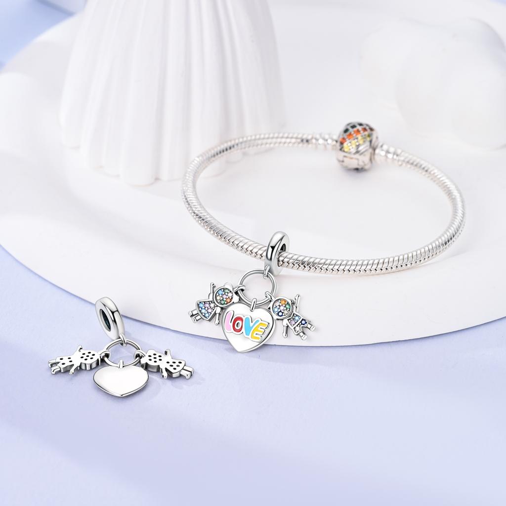 Copper Plated Sisters Lover Charms Beads Fit Original Bracelet Necklace Diy Bead For Women Jewerly Make Gift