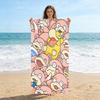 Cute Cartoon Beach Towel Psyduck & Slowpoke Oversized Microfiber Towel for Yoga Camping Outdoor