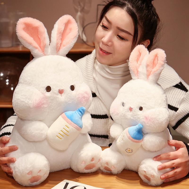 Adorable Plush Bottle Bunny Doll Soft Stuffed Toy For Kids Gentle Comfort Gift