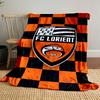 "FC Lorient Logo Orange Checkerboard" Patterned Blanket, Flannel, Suitable for All Seasons, Home Decor, Warm and Cozy