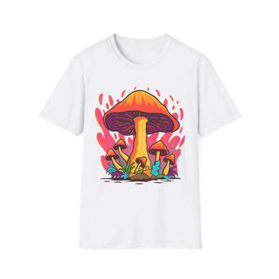 Colorful Mushroom T Shirt Psychedelic Nature Lover Vintage Washed Homme Soft Designer Clothes Versatile Streetwear Slightly