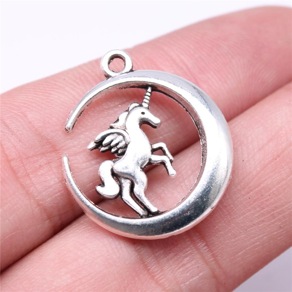 5pcs Moon Pendant Charms For Jewelry Making DIY Handmade Craft Antique Jewelry Making