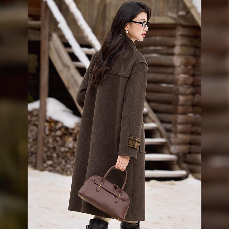 Bailuyu Damen Retro Britischer Stil Revers Wintermantel