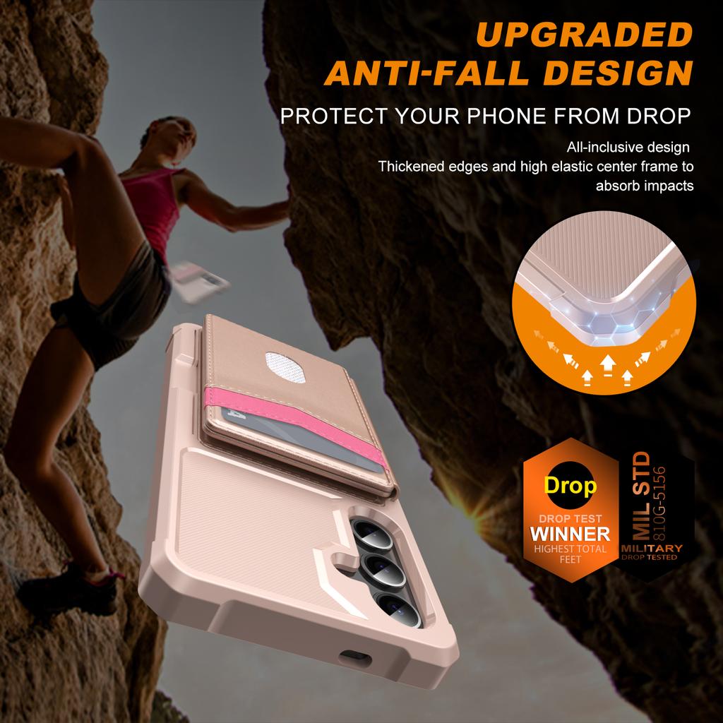 For Samsung Galaxy S25 Edge S25 S24 S23 Ultra FE Case with Card Holder, Heavy Duty Shockproof Soft TPU Back Flip Wallet Cover