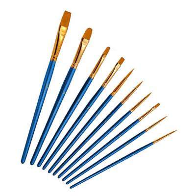 10Pcs Nylon Hair Watercolor Gouache Paint Brushes Different Shape Art Supplies
