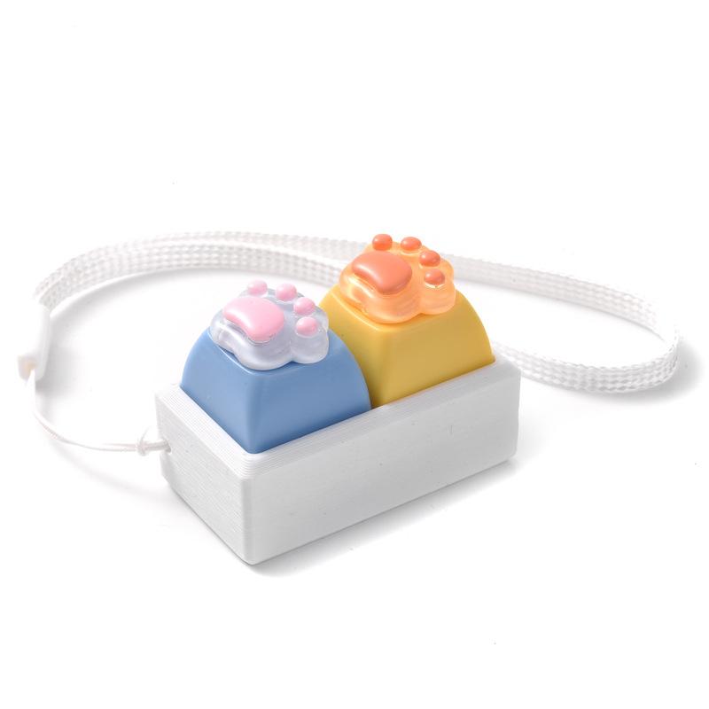 Cute Cat Paw Fidget Keycap Toy 2-Key Stress Relief Push Pop Keychain Portable Mini Keyboard Toy For Teens & Women
