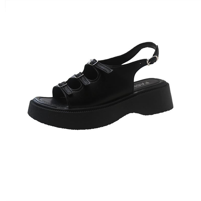 

Fashion sandals girl 2025 new retro French fairy wind beach seaside travel platform sandals 40 чорний