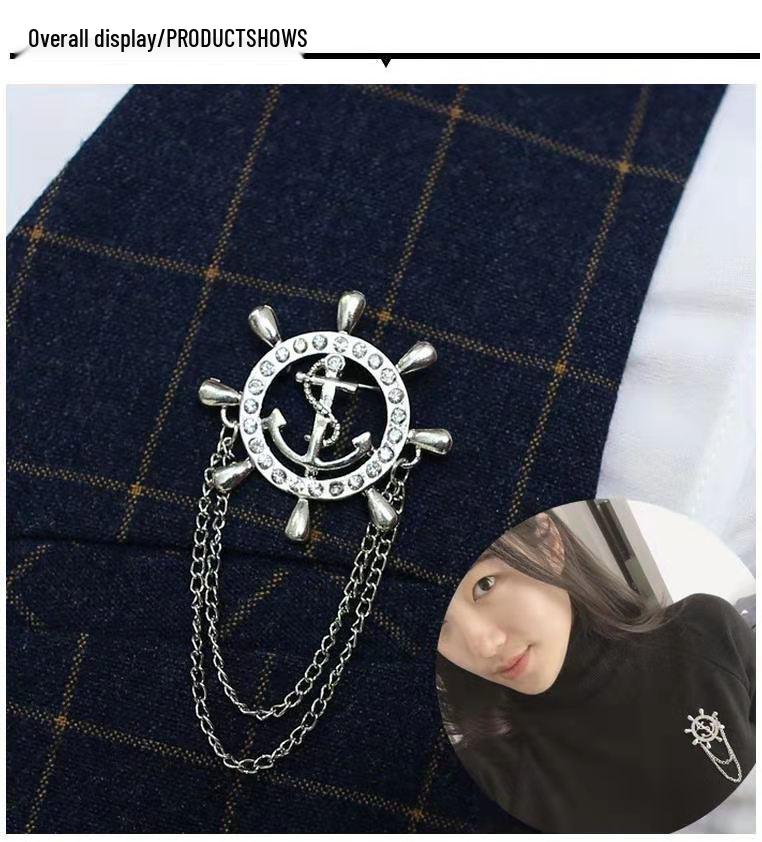 

Navy Style Anchor & Chain Tassel Brooch for Trendsetters серебряный