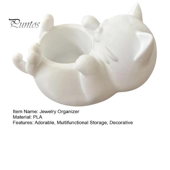 Bedroom Vanity Organizer 3D Fortune Cat Desk Storage Box, Cute Money Jewelry Multi-functional Slot for Rings, Mini Planter Home Decor Figurine,