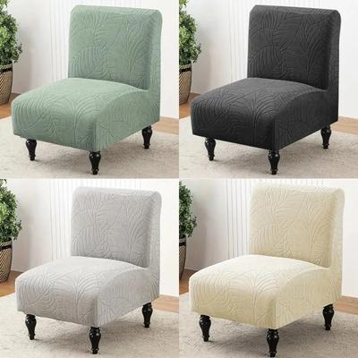 Housse de canapé sans accoudoirs en jacquard, extensible, couleur unie, amovible