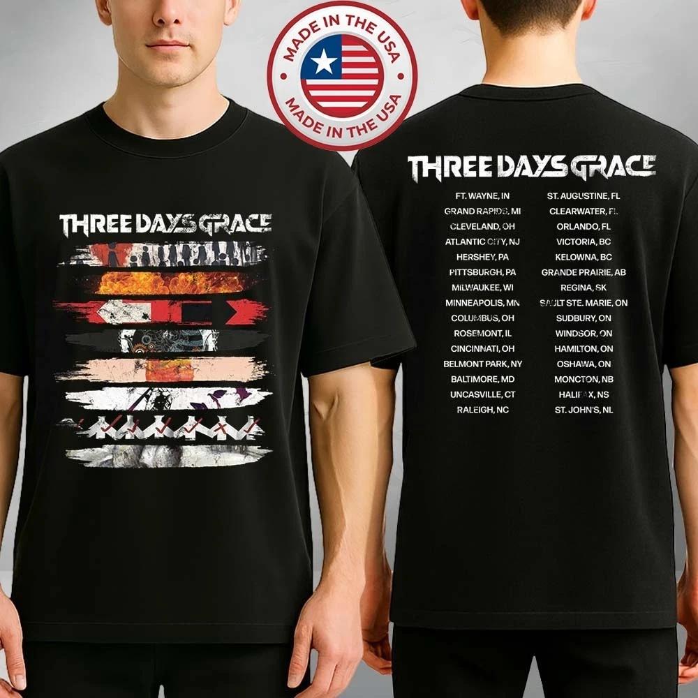 

Three Days Grace 2026 Album Stripe Tour Inspired T-Shirt 4XL