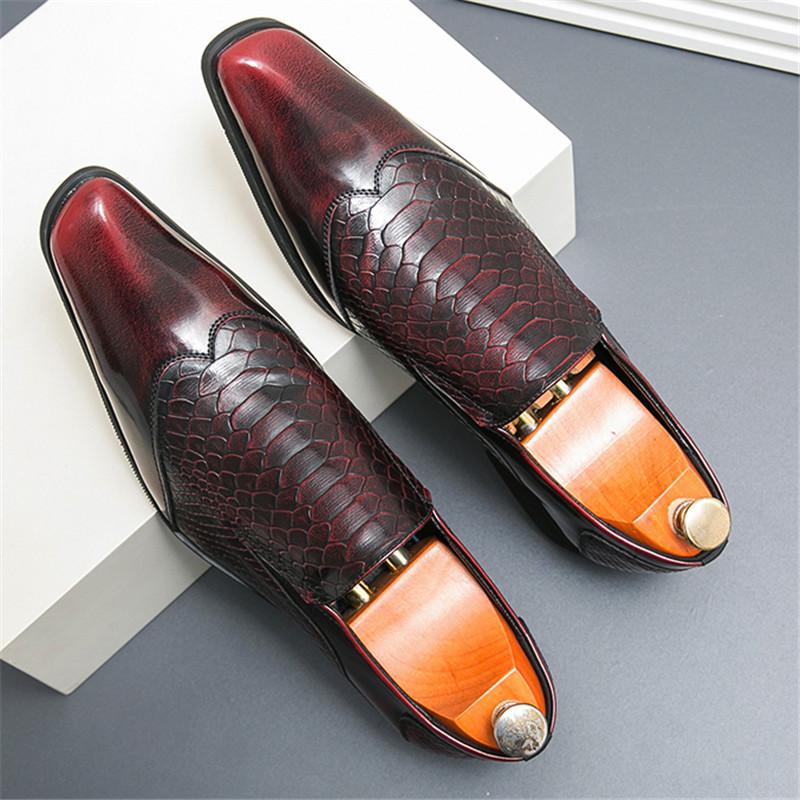 New Fashion Gentleman Alligator Pattern Slip On Shoes For Men Comfortable Wedding Dress Prom Formal Footwear Zapatos Hombre