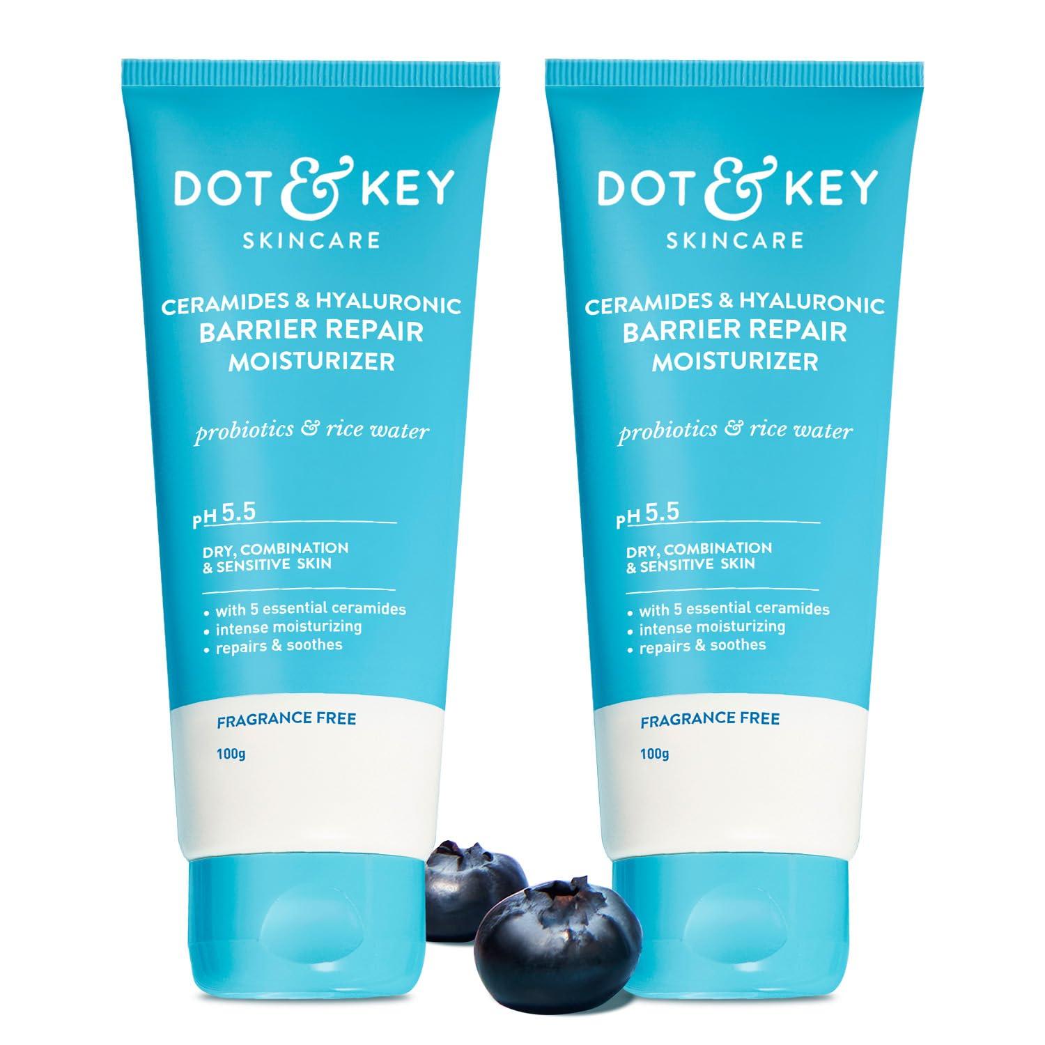 

Dot & Key Barrier Repair Moisturizer Face Cream 100g Pack of 2 Ceramides Hyaluronic Non Comedogenic Hydrating Skin Cream