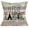 Retro Wood Home Decoration Pillowcase Happy Camper Decoration Pillow Cover Linen Square Cushion Cover
