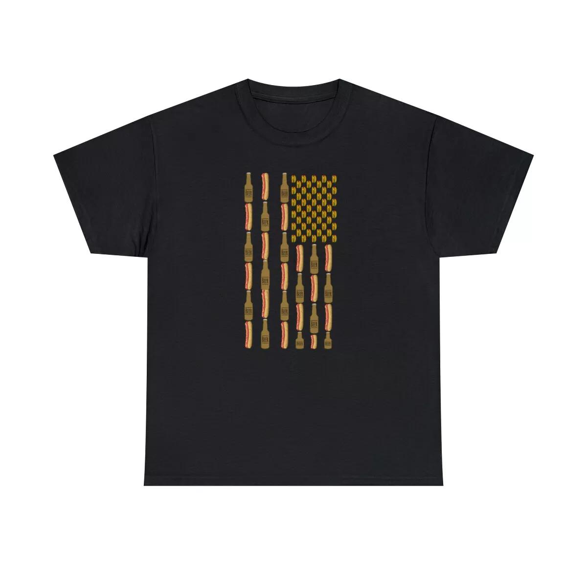 

Hot Dogs Beer Flag 4th Of July Graphic T-Shirt, Sizes S-5XL 4XL