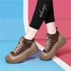 Golden Rabbit Genuine Leather High-Top Thick-Soled Women's Sneakers - 2025 Autumn/Winter Round-Toe Lace-Up Sports Casual Shoes.