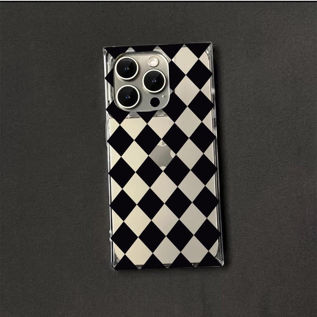 Clear Square Back Tube Case Protection For iPhone 12 14 Pro Max 16 ProMax 15 Plus 13 11 Anti-Oxygen,Diamond Pattern Pattern Casing