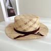Bohemian Braided Satin Ribbon Flat Top Hat  Summer Sun Protection Straw Hat  French Country Shade Beach Hat Trendy