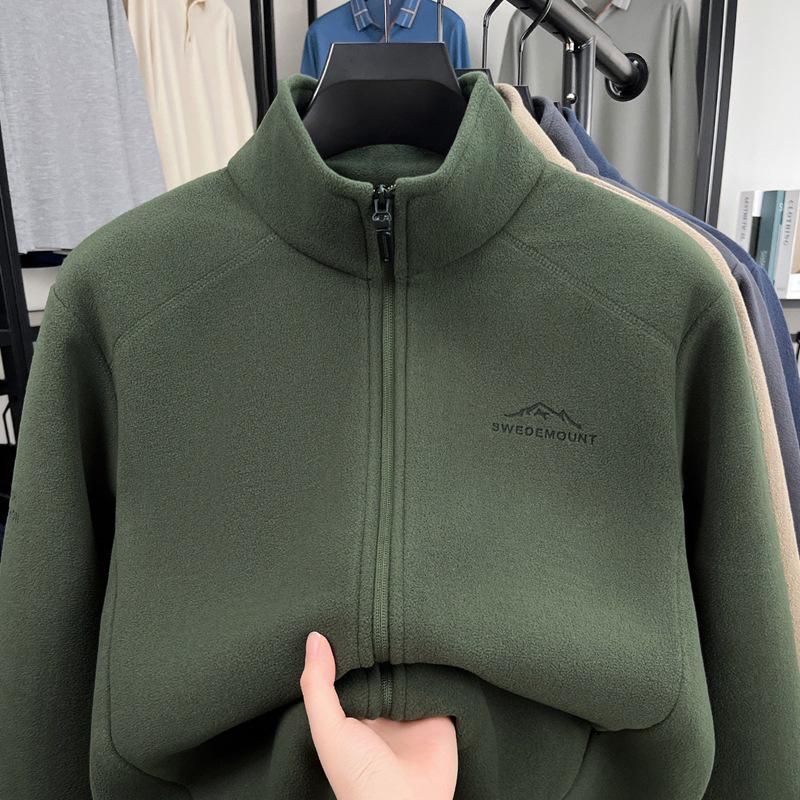

Men s High-End Embroidered Jacket with Fleece Lining - 2025 Winter Style 3XL зелений