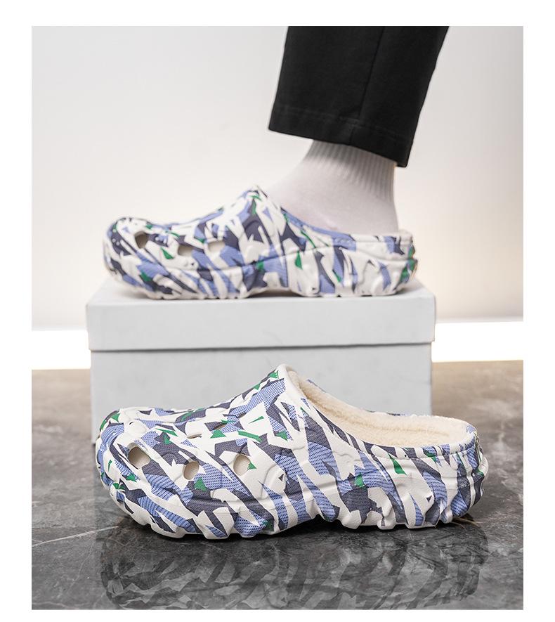 2025 Winter Cotton Closed-Toe Velvet Warm Garden Slippers: Unisex Indoor Half Slippers