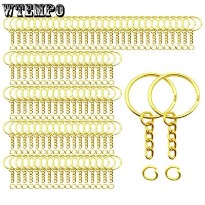 100pcs 1inch Keychain Rings Golden Split Round Key Ring with Chain and Open Jump Rings DIY Keychain Making Crafts Keychains with Chain and Jump Rings
