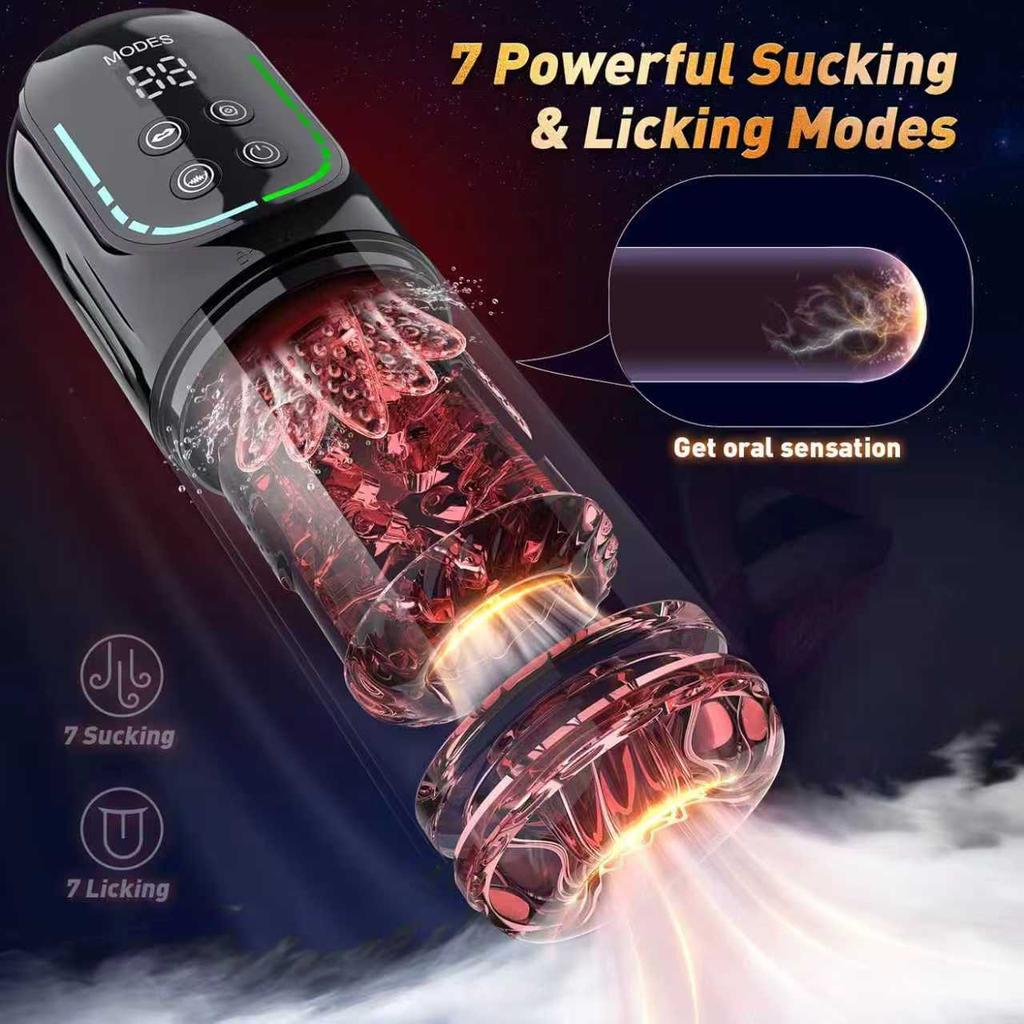 2026 Automatischer Masturbatorbecher für Männer Penis Pumpe 7 Stoßende Rotierende Vibrierende Saugende Leckende Modi Muschi Blowjob Sexspielzeug für Männer