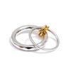 Yhpup Size 678910 Stainless Steel Double Circle Finger Ring Wholesale High Quality Metal PVD Plated Casual Fashion Jewelry Gift