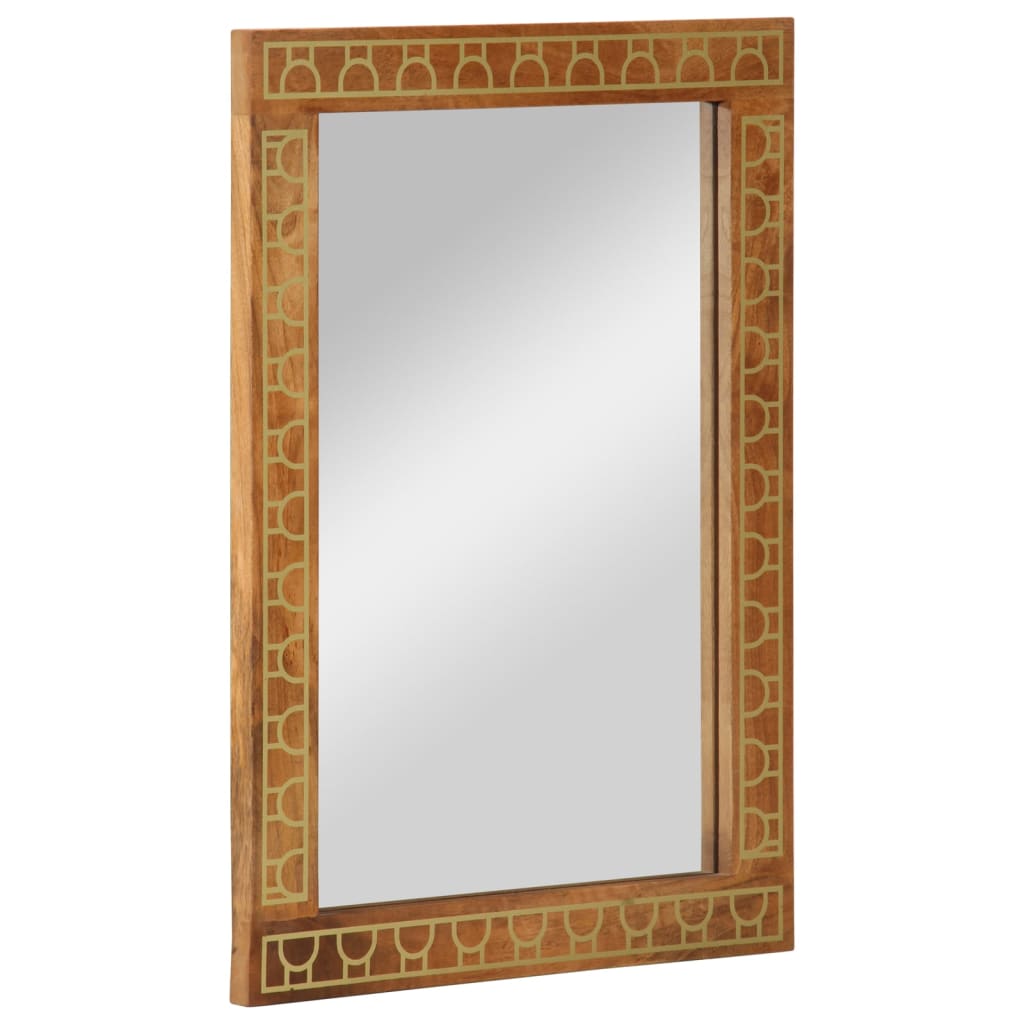 Bathroom Mirror 50x70x2.5 Cm Solid Mango Wood and Glass