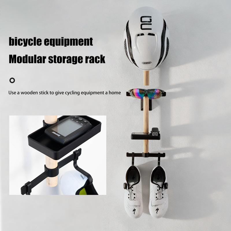 1 Sada Organizer na Stůl pro Brýle a Cyklopočítač Montážní Držák na Zeď Stojan z Bukového Dřeva na Cyklistické Vybavení Držák na Helmu