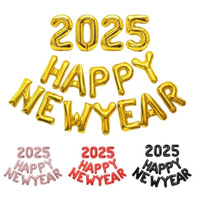 2025 Happy New Year Balloons 16 Inch Letters Numbers Aluminum Foil Balloons